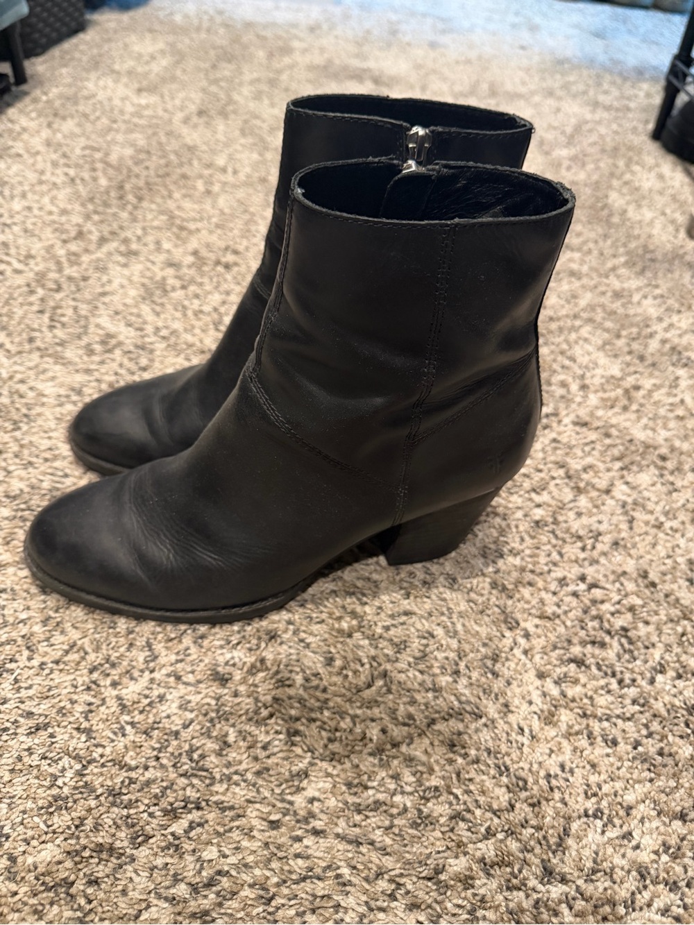 Frye Black Leather Ankle Boots